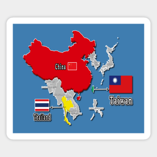 where is taiwan world map | taiwan location map_not Thailand and China_blue Magnet